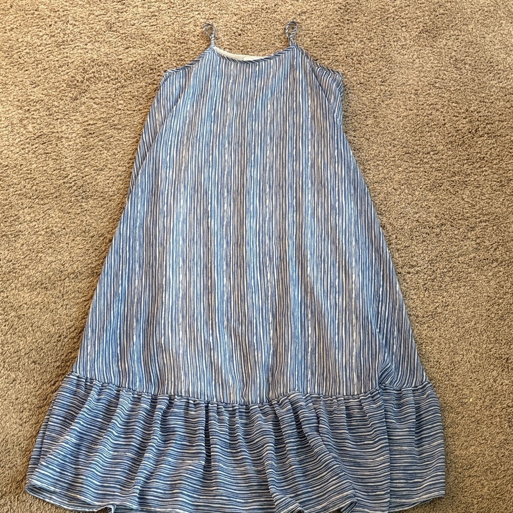 Mud Pie Blue and White Striped Chiffon Dress